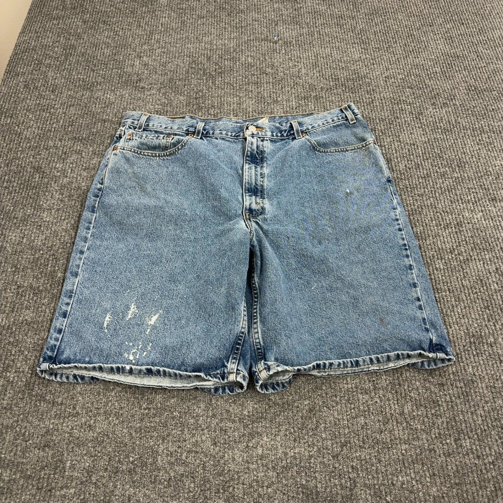 Levi's Denim Shorts Mens 42 Blue Cotton Relaxed Fit Paint Splatter Workwear‎ 550